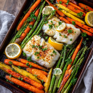 Baked Cod with Roasted Veggies