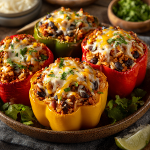 Stuffed Bell Peppers with Turkey & Rice