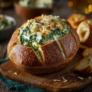 Spinach Artichoke Football Bread Bowl : Big Game Ready & Full of Flavor