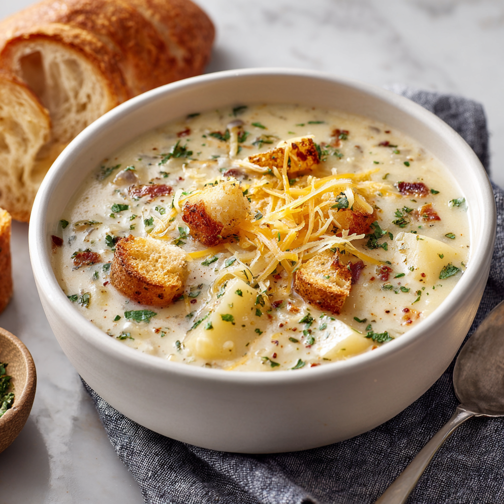 Hearty Cheddar Garlic Herb Potato Soup : Creamy Comfort in a Bowl