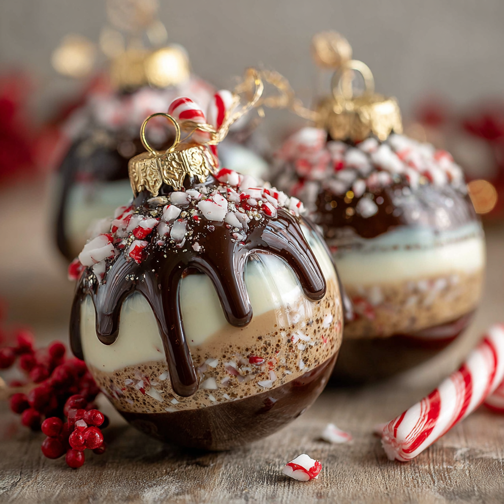 Peppermint Mocha Mousse Ornaments
