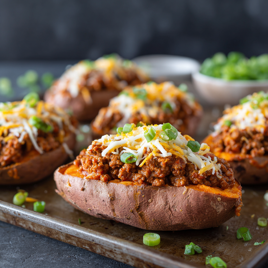 Sloppy Joe Stuffed Sweet Potatoes
