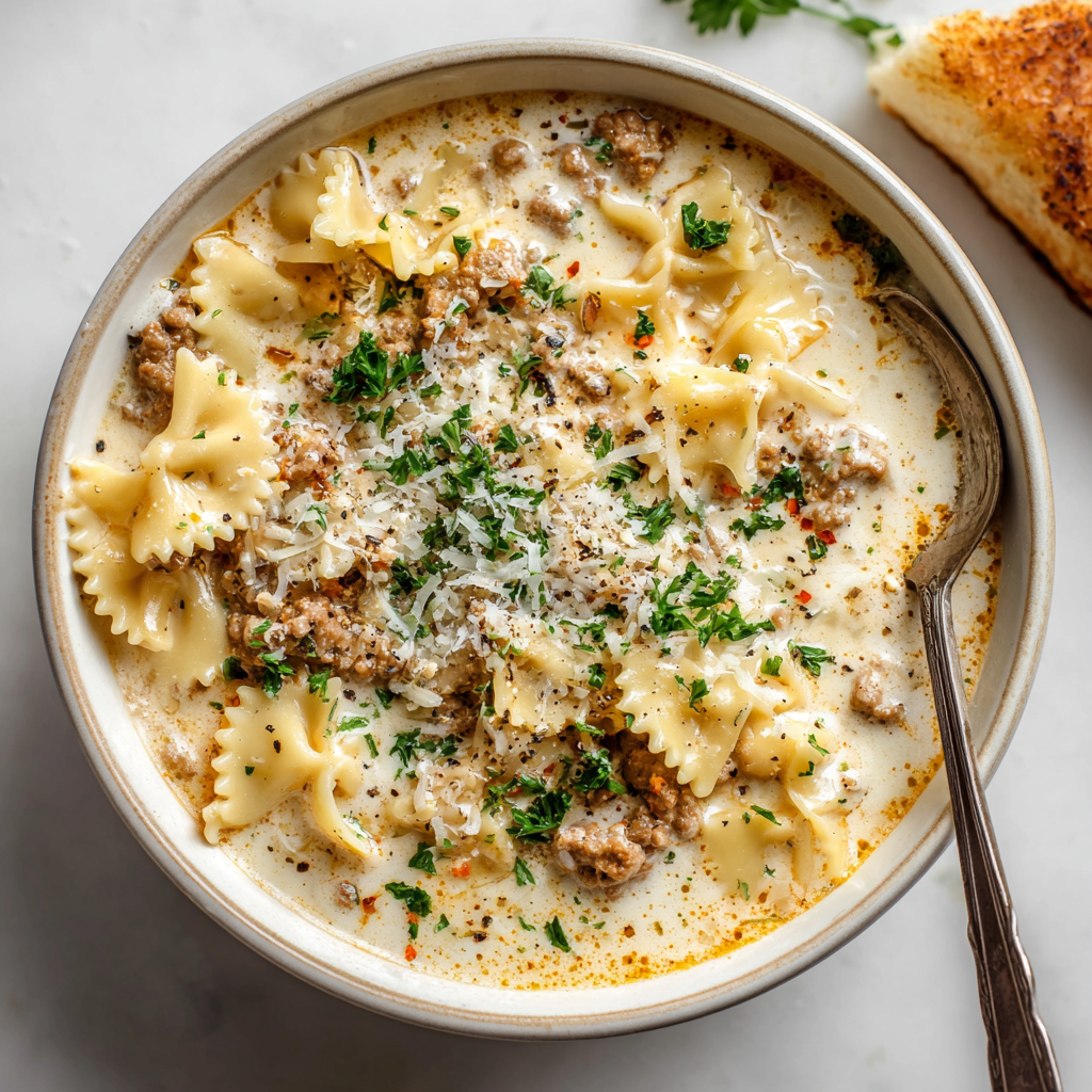 Creamy Alfredo Lasagna Soup