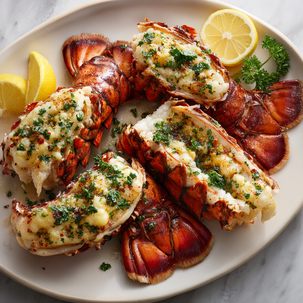 Air Fryer Lobster Tails with Lemon-Garlic Herb Butter
