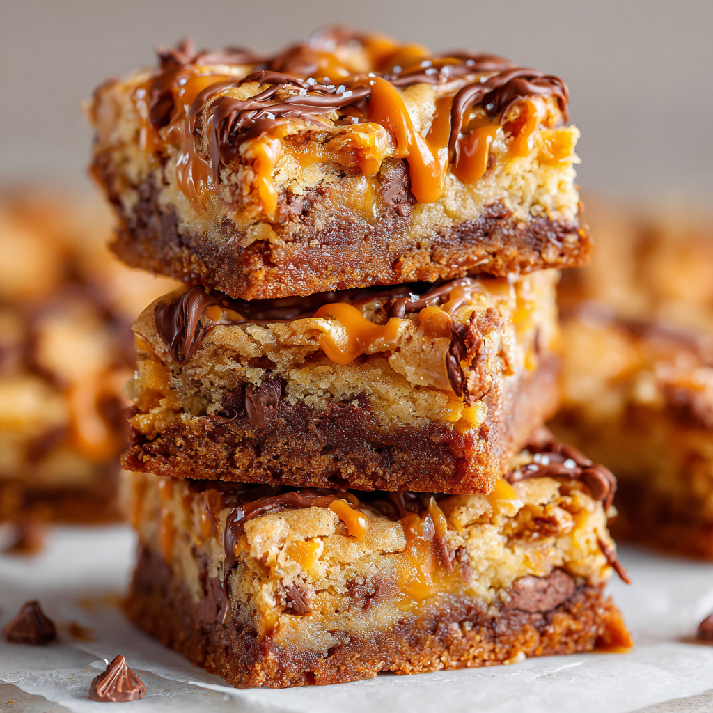 Peanut Butter Caramel Toffee Cookie Bars : Gooey, Chewy, and Loaded with Layers