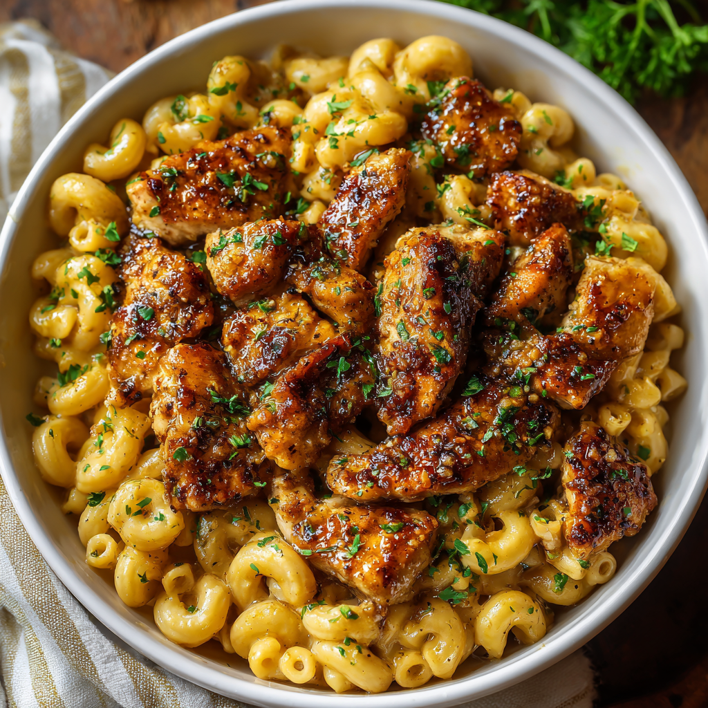 High-Protein Honey Garlic Butter Chicken with Creamy Mac & Cheese : Comfort Food Reimagined