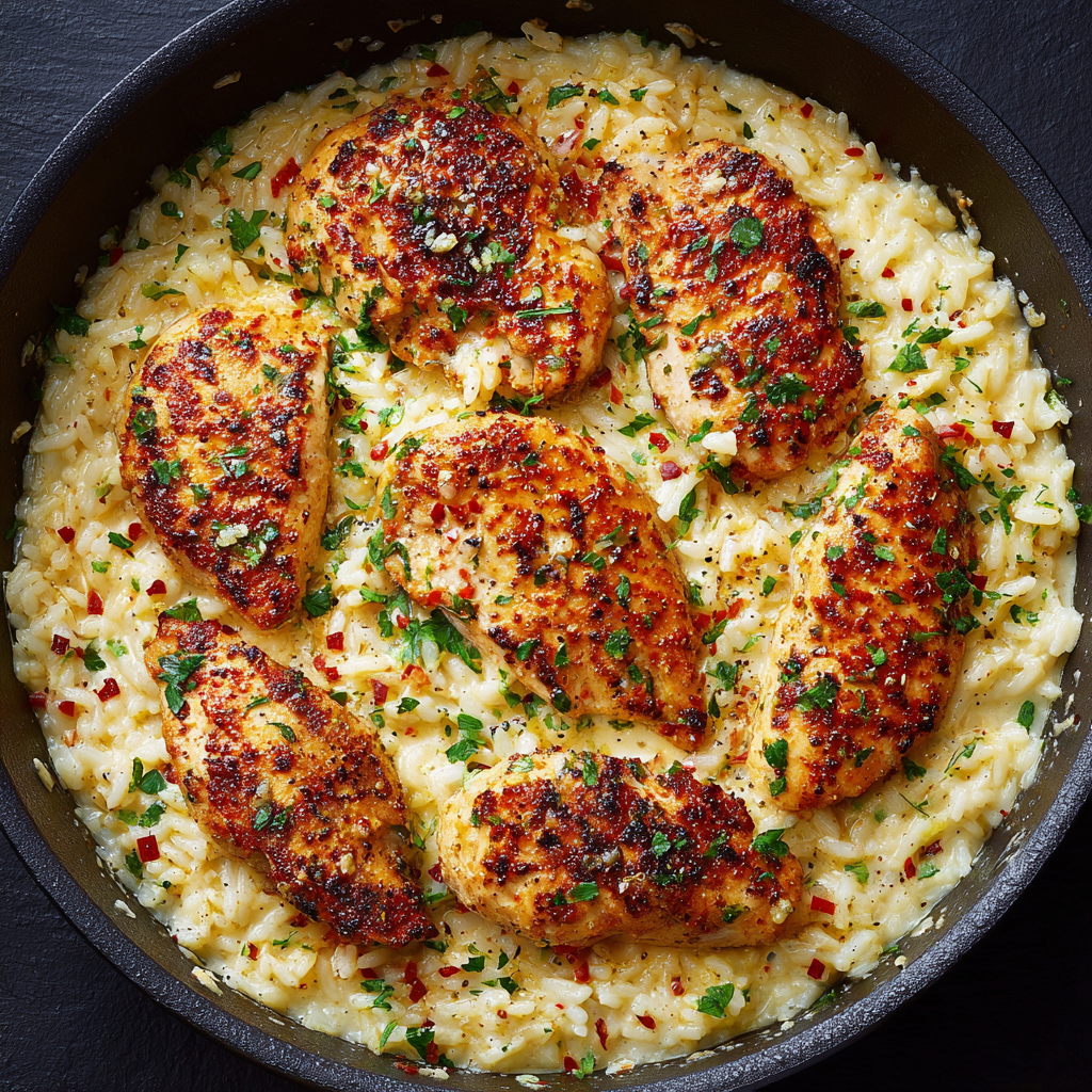 Garlic Parmesan Chicken and Rice : Buttery, Bold & One-Pan Easy