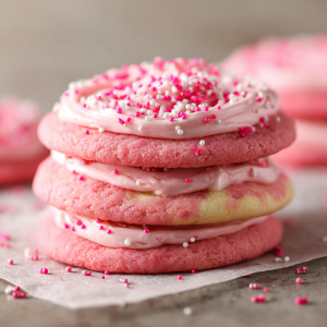Easy Pink Velvet Cookies with Cream Cheese Frosting