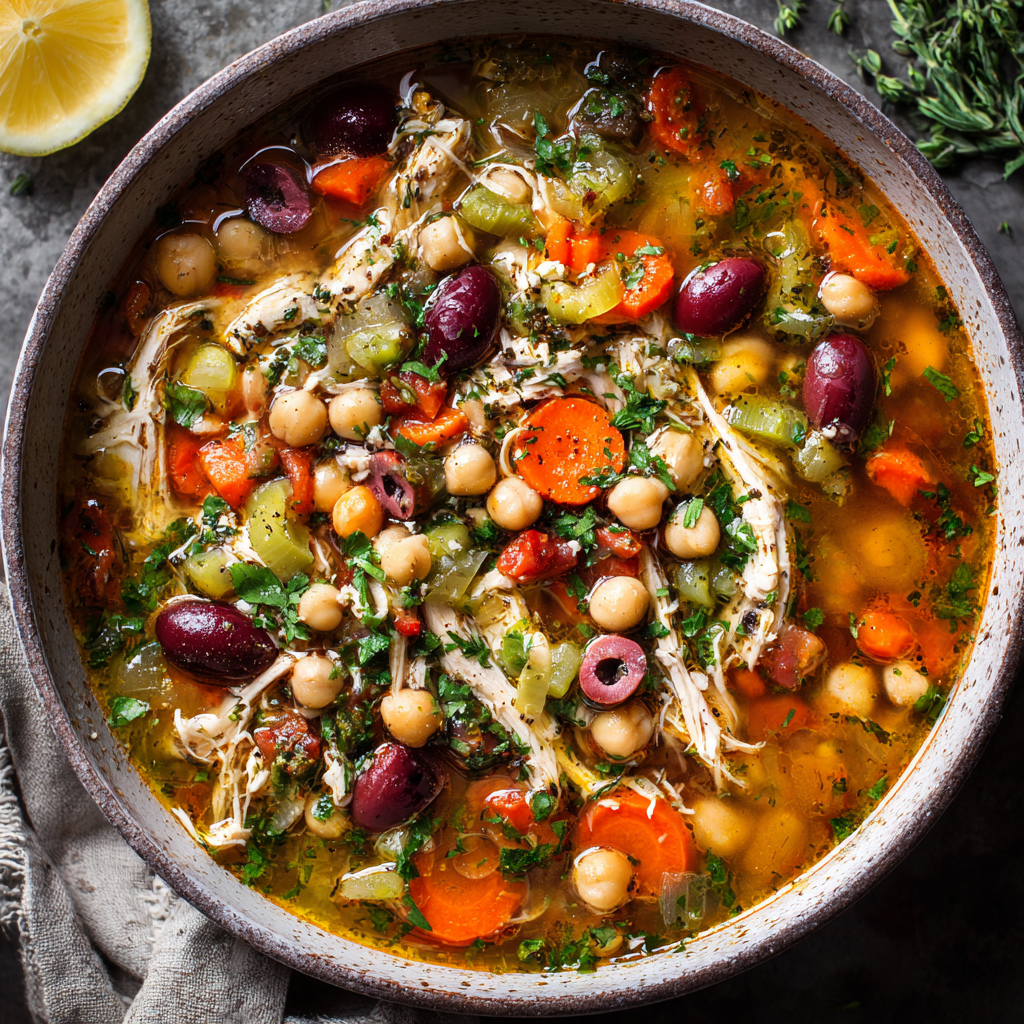 Mediterranean Chickpea Chicken Soup