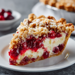 Cranberry Cream Cheese Crumb Pie