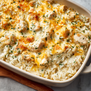 Creamy Baked Chicken & Rice Casserole
