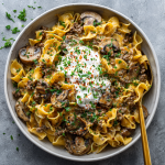One-Pan Ground Beef Stroganoff with Egg Noodles (Fast, Creamy & Comforting)