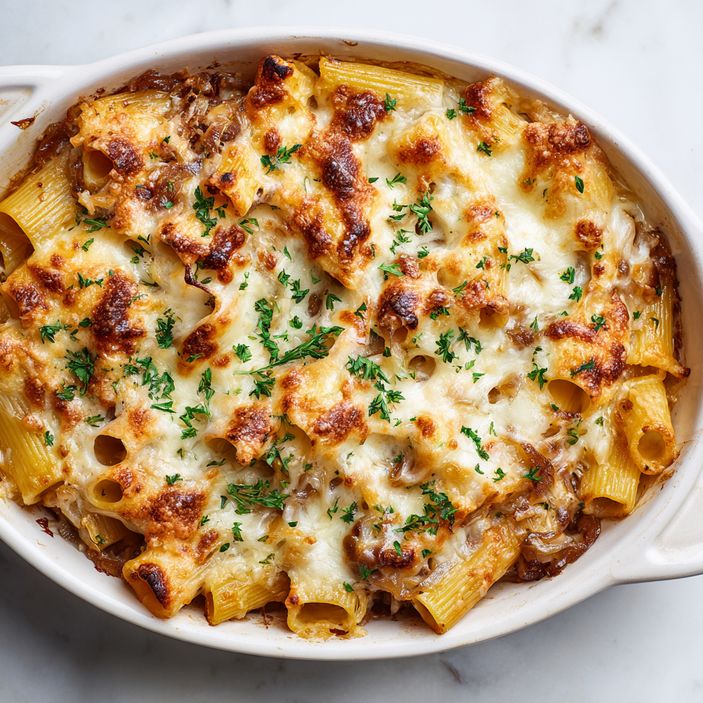 French Onion Soup Pasta Bake : Creamy, Cheesy, and Comfort-Food Perfect