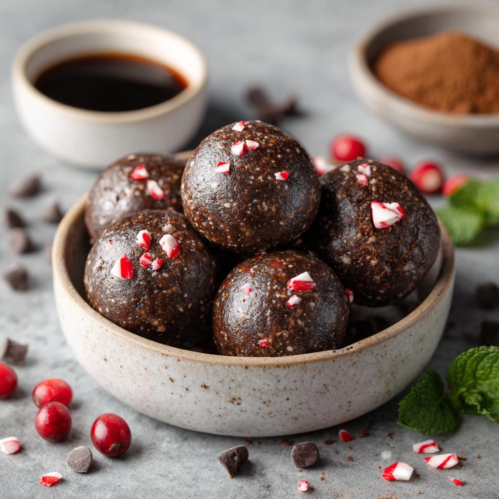 Dark Chocolate Peppermint Mocha Energy Bites : All the Holiday Vibes, None of the Crash