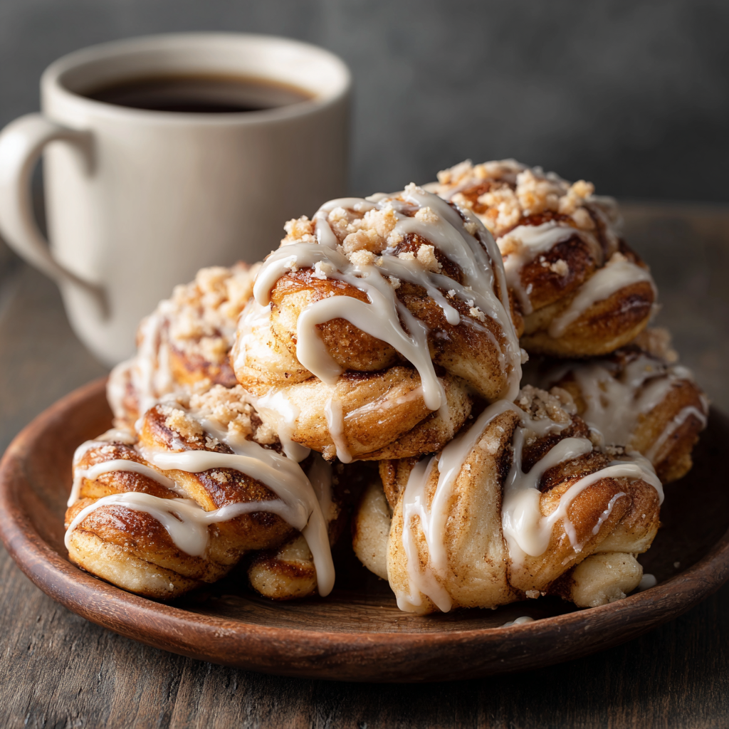 Cinnamon Knots with Coffee Icing : Fluffy, Buttery & Perfect for Brunch