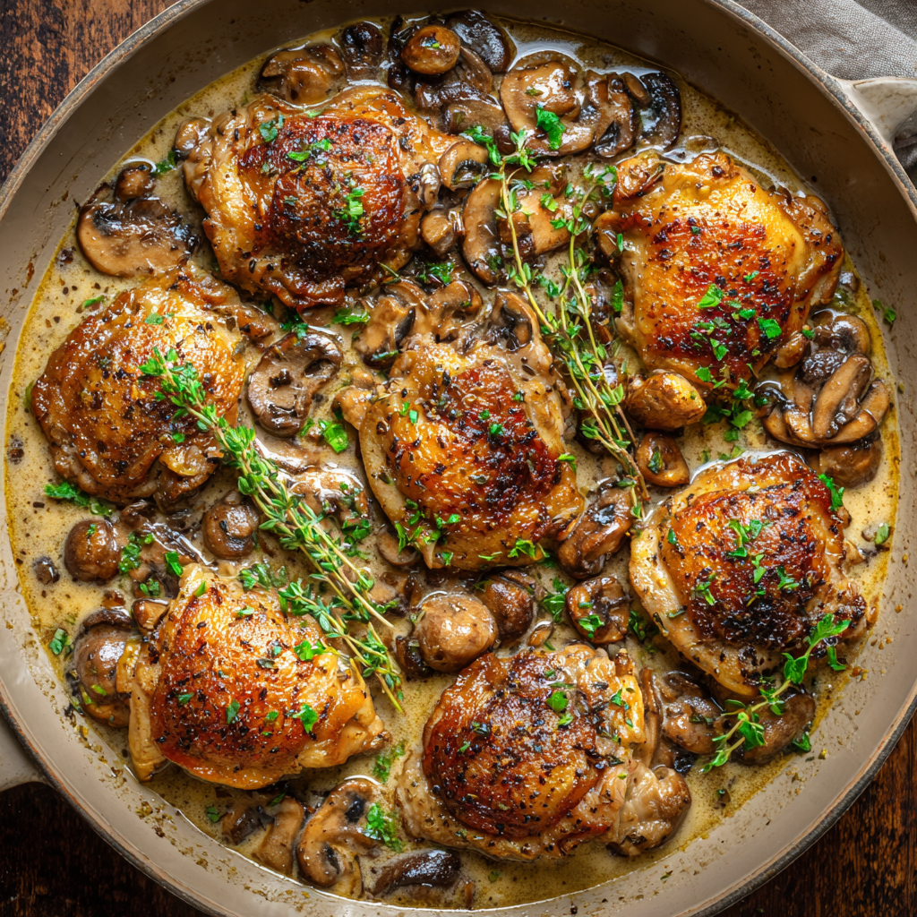 Creamy Balsamic Mushroom Chicken Thighs : Rich, Cozy & One-Pan Perfect