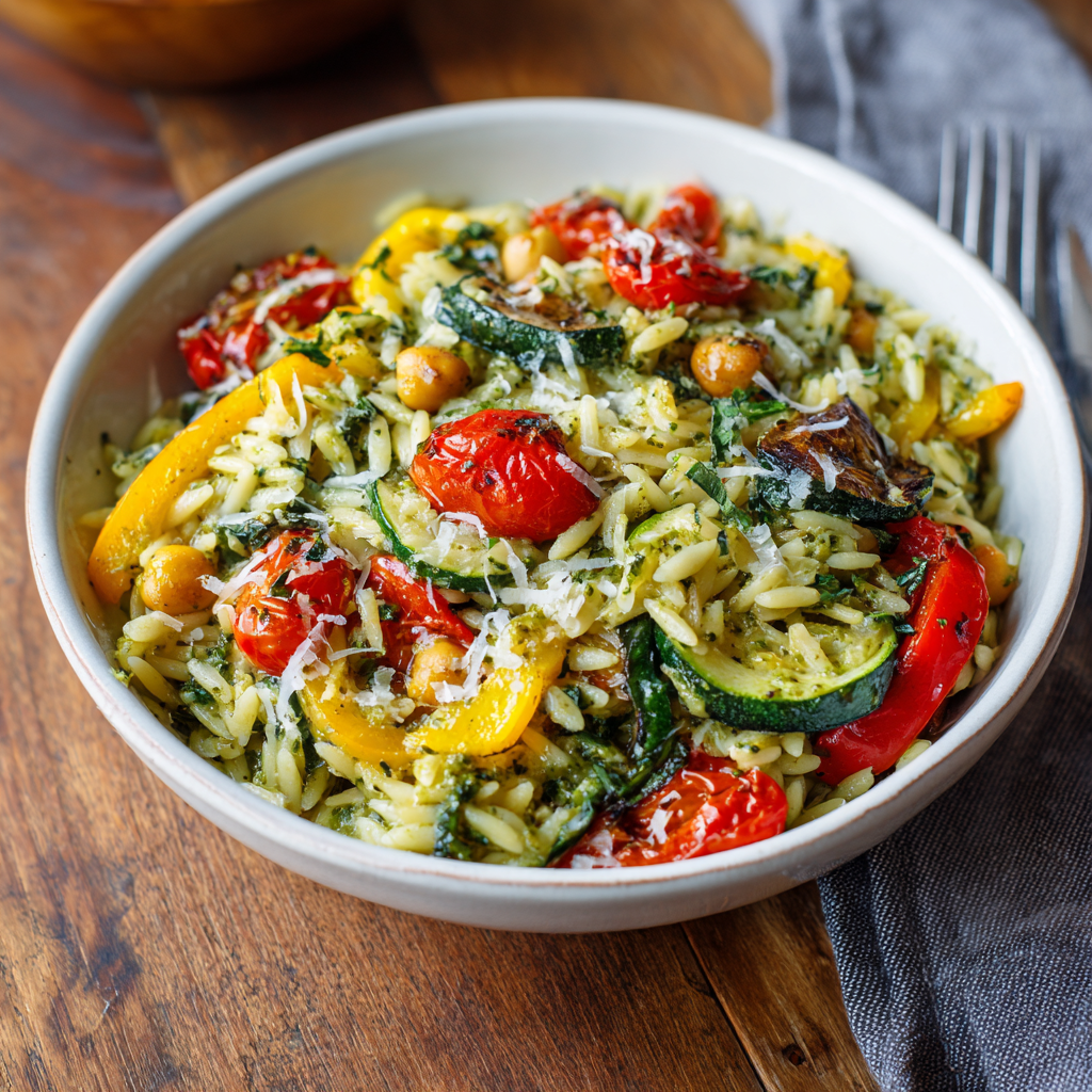Roasted Veggie & Pesto Orzo Bowl : Fresh, Flavorful & Veggie-Packed