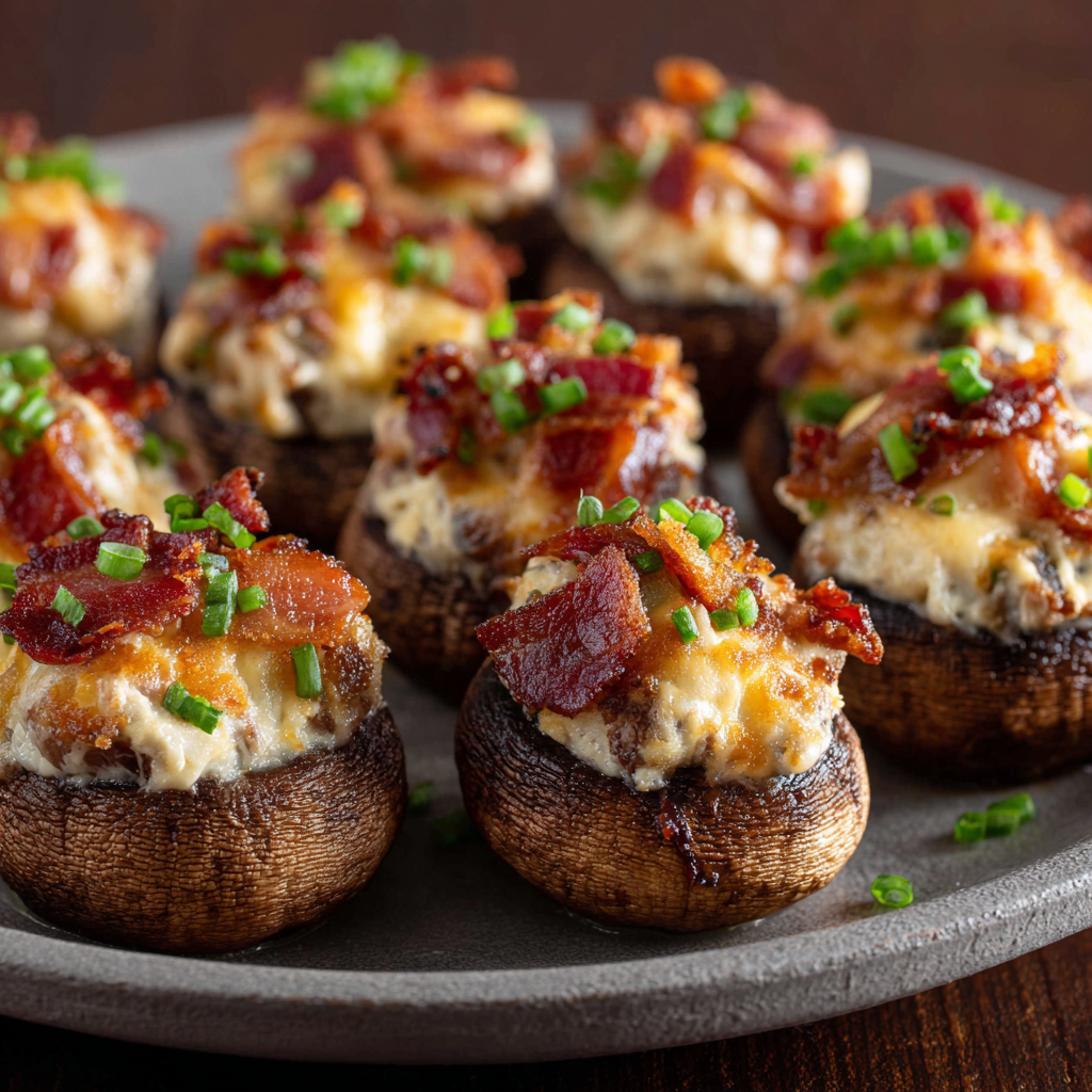 Bacon-Wrapped Stuffed Mushrooms : Crispy, Creamy & Totally Addictive