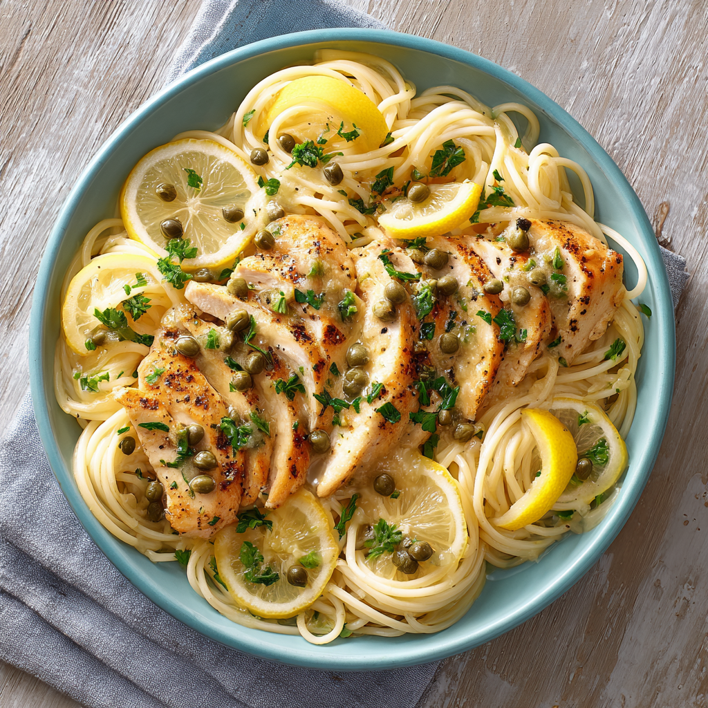 Healthy Chicken Piccata Pasta : Bright, Light, and Comforting