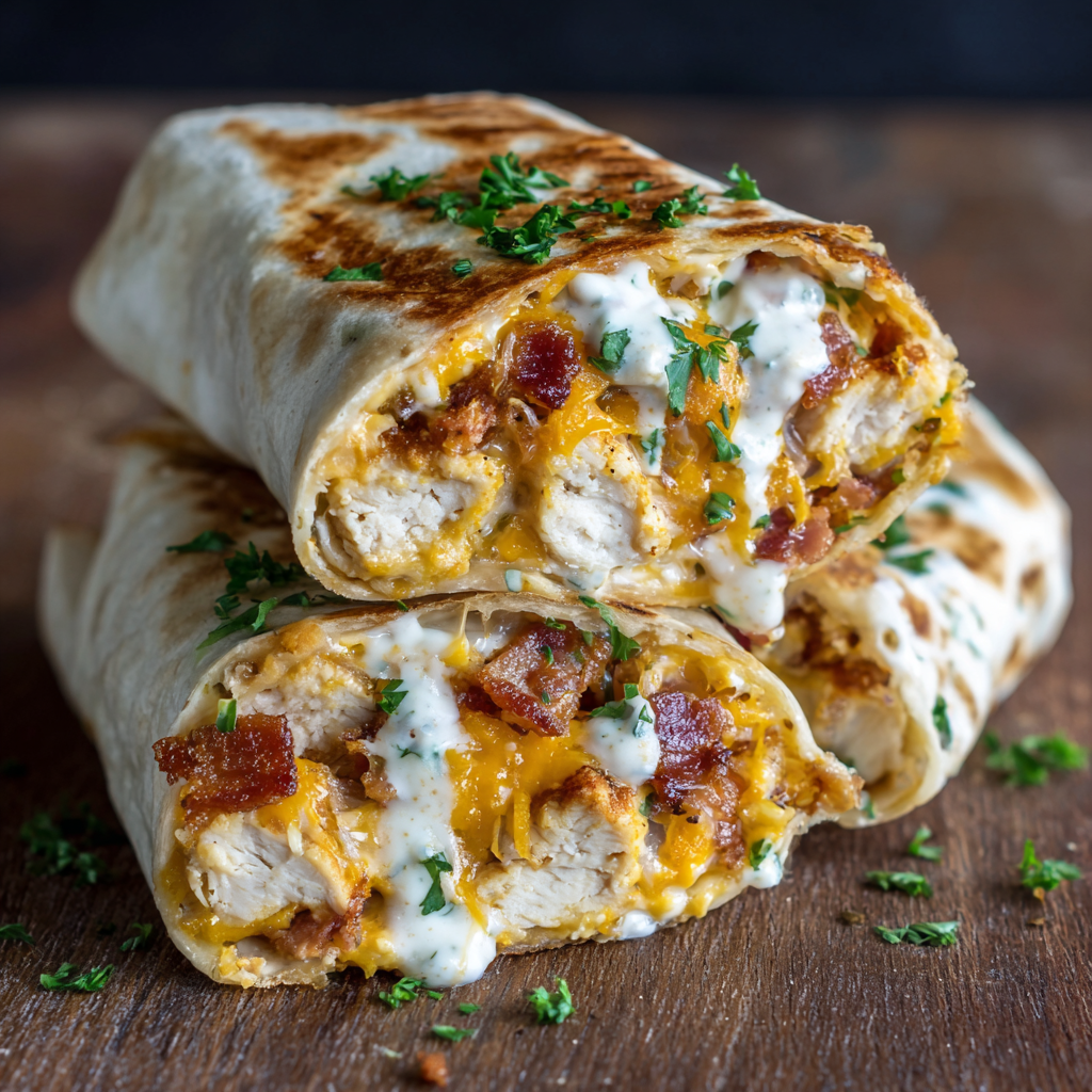 Bacon Ranch Chicken Wraps : Crispy, Cheesy, and Loaded with Flavor