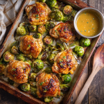 Maple Mustard Chicken Thighs with Roasted Brussels : Sweet, Tangy & Oven-Roasted
