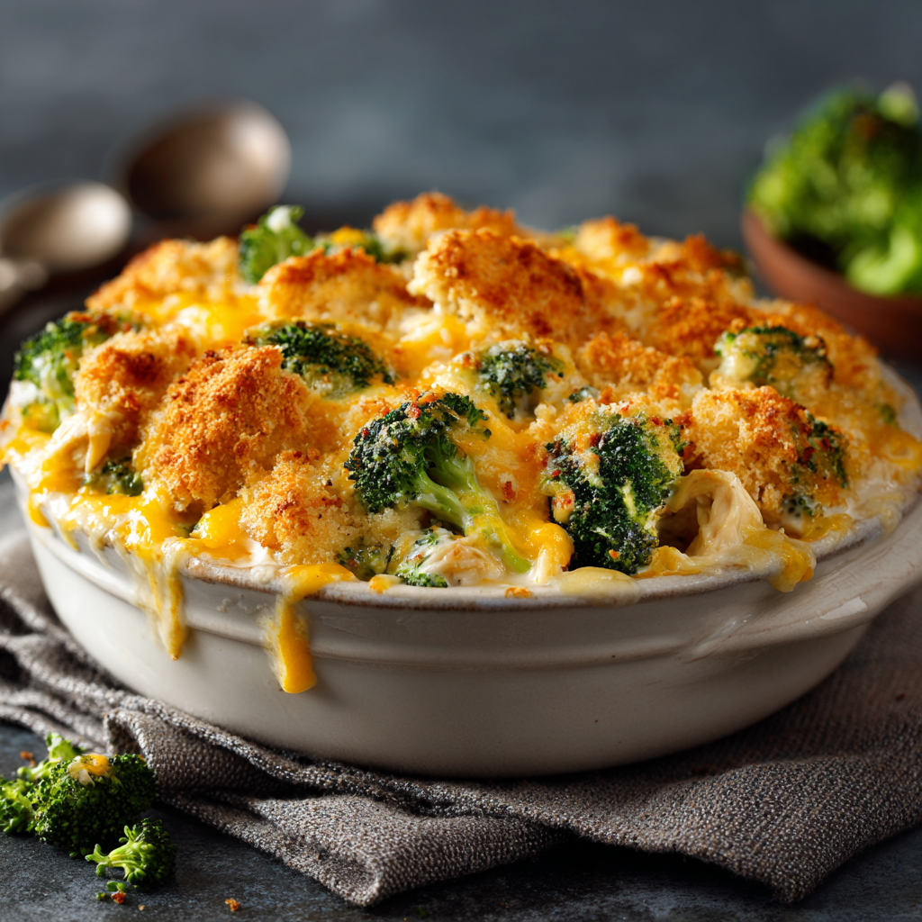 Cheesy Chicken Divan Casserole with Broccoli & a Creamy Twist