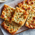 Garlic Cheese Flatbread Squares with Basil & Triple Cheese Blend