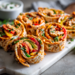 Rainbow Chicken Fajita Pinwheels : Colorful, Bite-Sized & Meal-Prep Ready