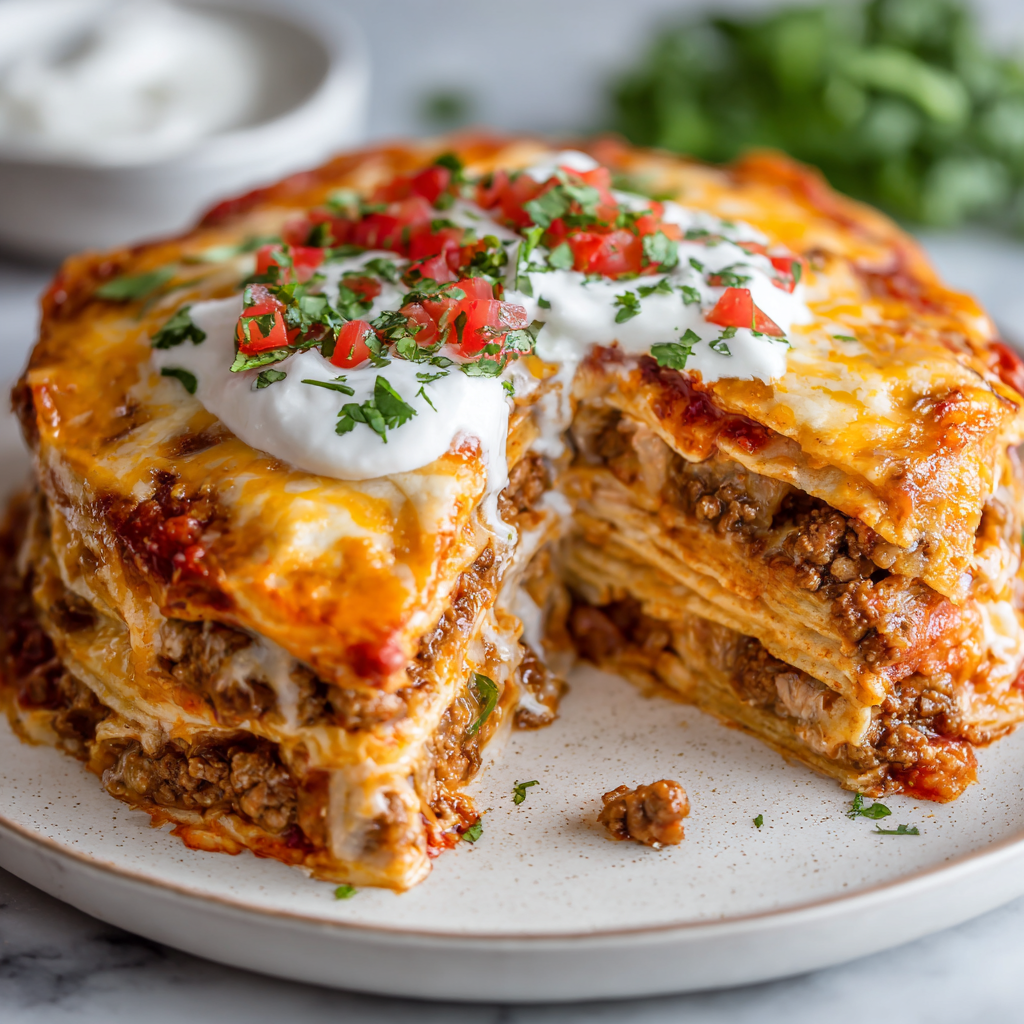 Cheesy Tortilla Lasagna Pie : Layered, Saucy, and Seriously Satisfying