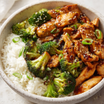 Honey Garlic Chicken Bowls with Roasted Broccoli & Jasmine Rice