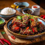 Golden Crispy Chilli Beef with Sticky Asian Glaze & Sesame Sparkle