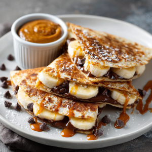 Chocolate Peanut Butter Banana Quesadilla : Sweet, Crispy & Melt-in-Your-Mouth