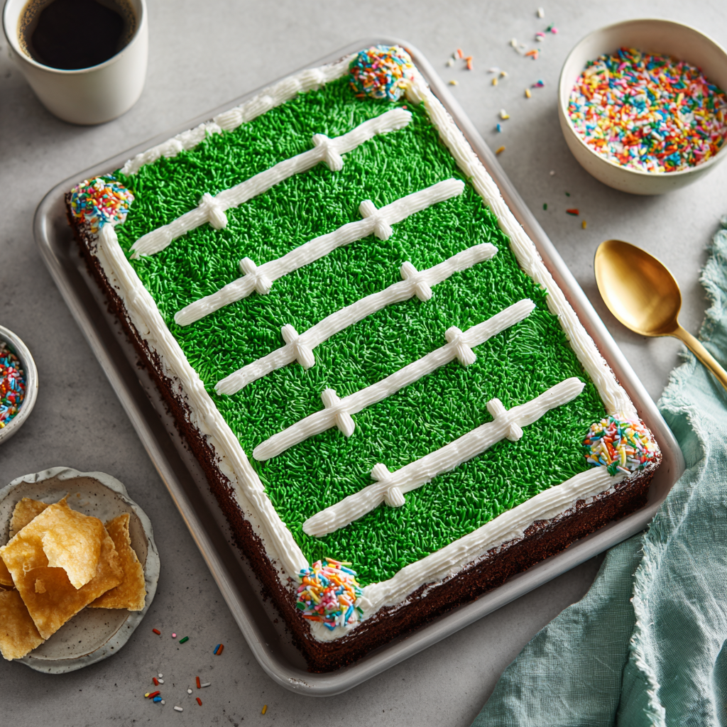 Football-Field Sheet Cake : Game Day Dessert That Scores