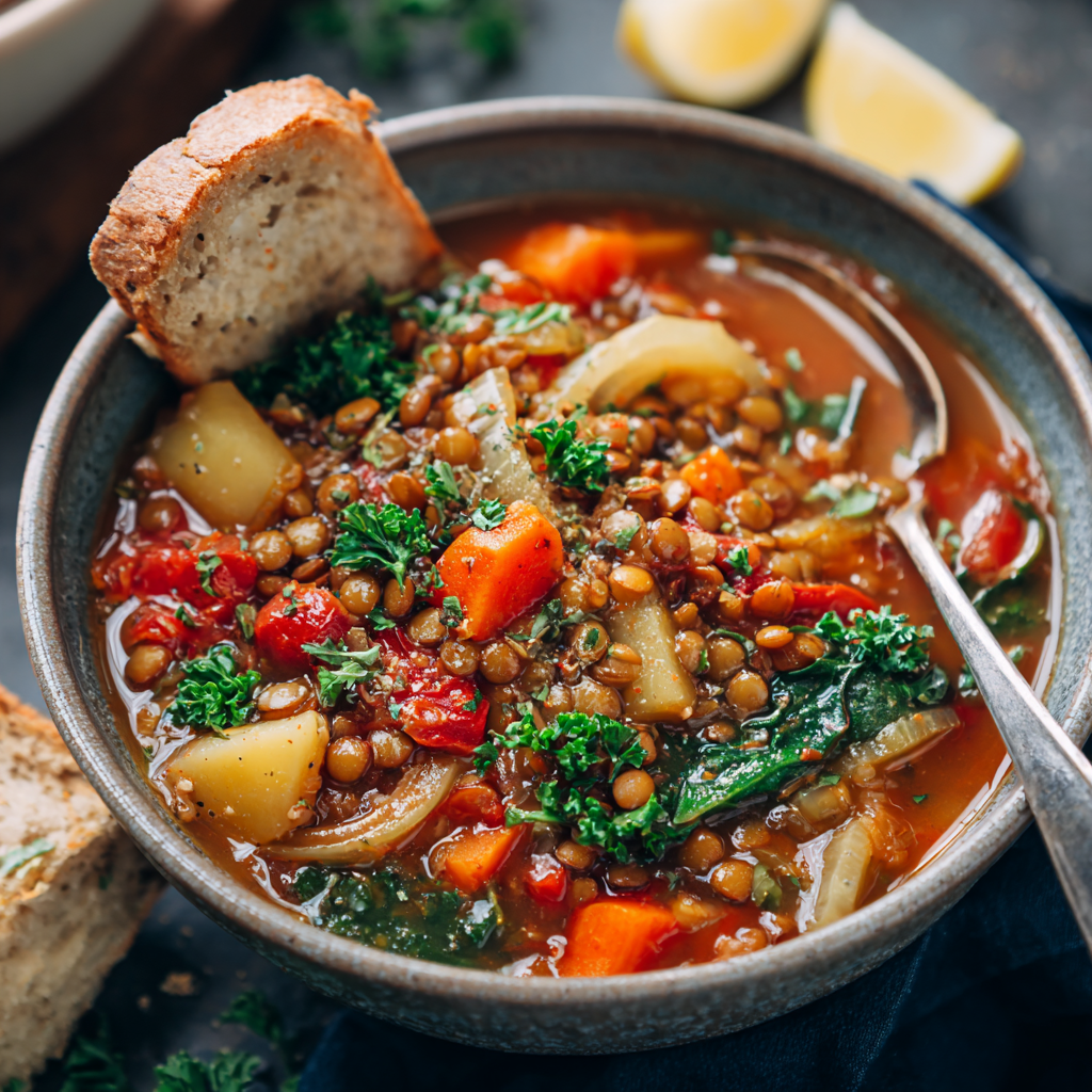 Lentil Vegetable Stew (Vegan) : Hearty, Wholesome Comfort Bowl