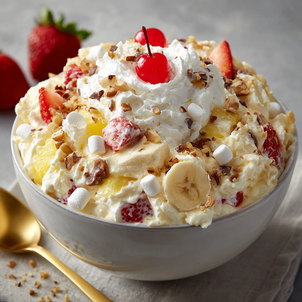 Banana Split Fluff : A Fun & Fluffy Dessert Salad Everyone Will Love