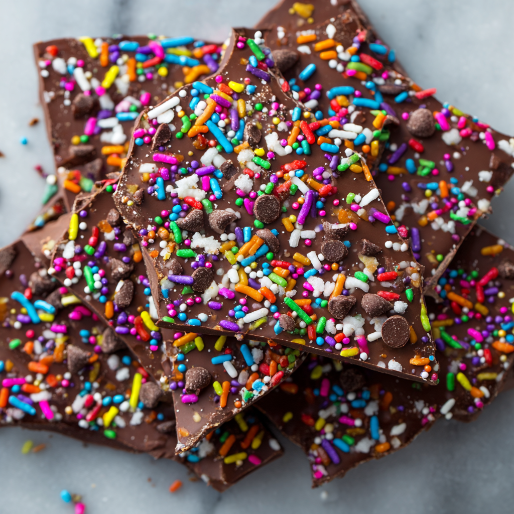 Chocolate Bark with Sprinkles : A Sweet, Shiny, Snap-and-Share Treat