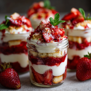 Strawberry Shortcake Tiramisu Cups : Elegant, No-Bake & Jar-Ready