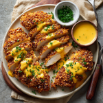 Pretzel Chicken with Mustard-Cheddar Sauce : Crunchy, Cheesy, and Family-Friendly