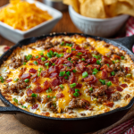 Creamy Skillet Bacon Cheeseburger Dip : Like a Gooey Burger in Every Bite