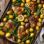 Sheet Pan Chicken, Potatoes & Green Beans : Garlic Butter or Dijon-Maple Glaze