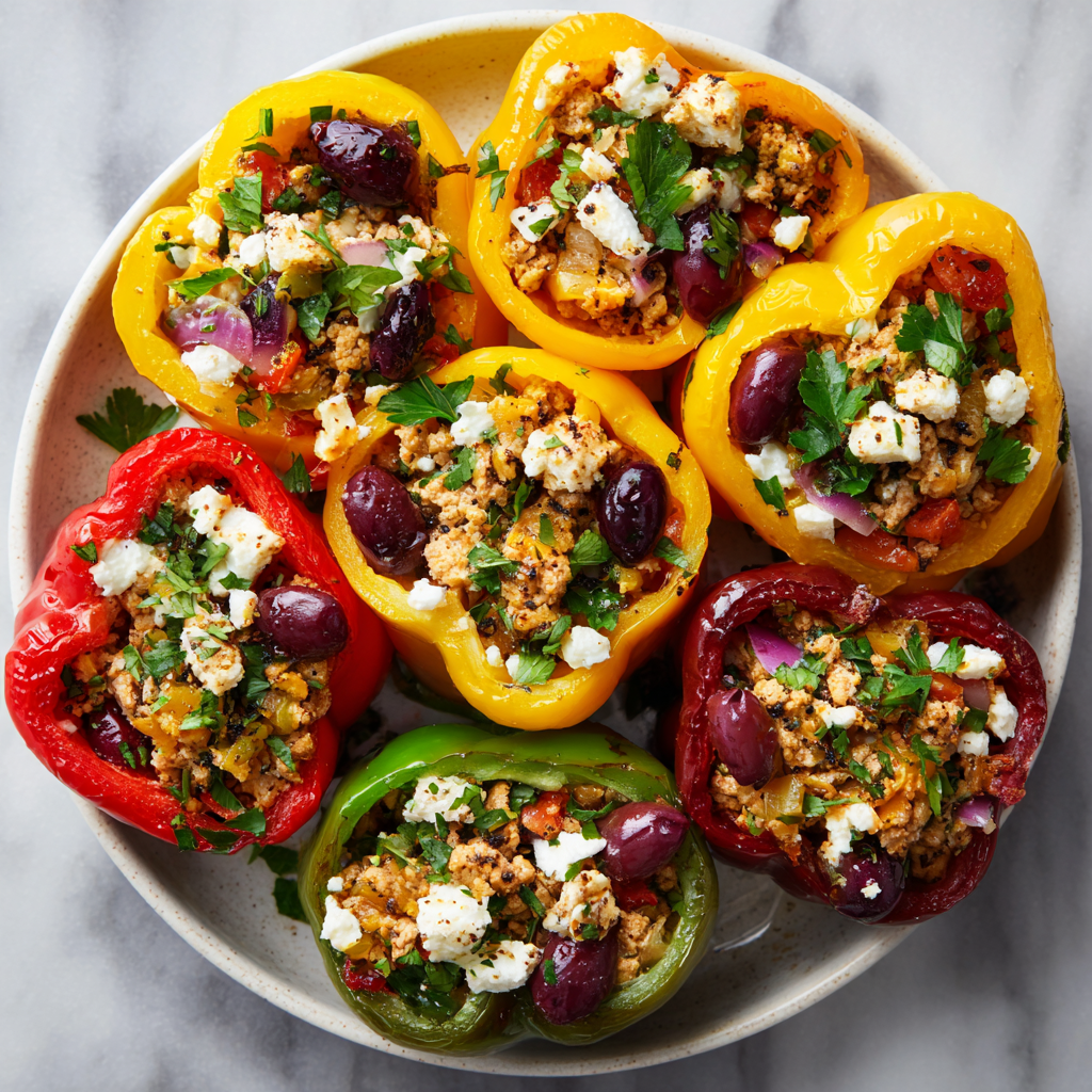 Greek Ground Chicken Stuffed Peppers : Fresh, Flavorful, and Protein-Packed