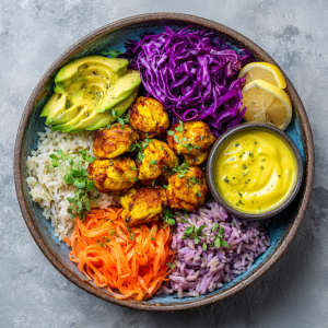 Mermaid Bowl Chicken Bites : Colorful, Healthy Lunch with a Viral Twist