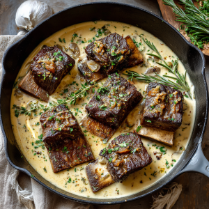 Braised Short Ribs in Creamy Herb Sauce : Tender, Rich & Comfortably Elegant
