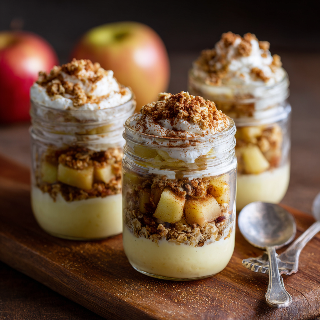 Portable Apple Crumble Jars with Custard Core (Perfect Hot or Cold)