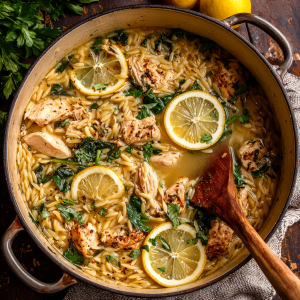 Lemon Chicken Orzo : Light, Brothy, and Full of Coastal Italian Flavor