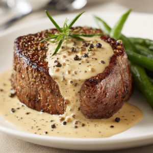 Luxurious Filet Mignon with Peppercorn Cream Sauce : Elegant and Restaurant-Worthy