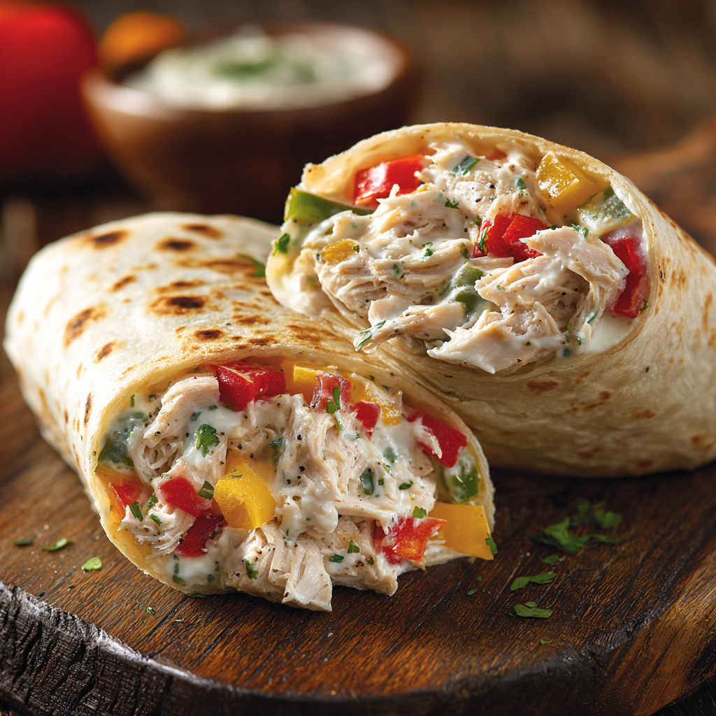 Chicken Bell Pepper Ranch Burritos : Creamy, Colorful & Loaded with Flavor