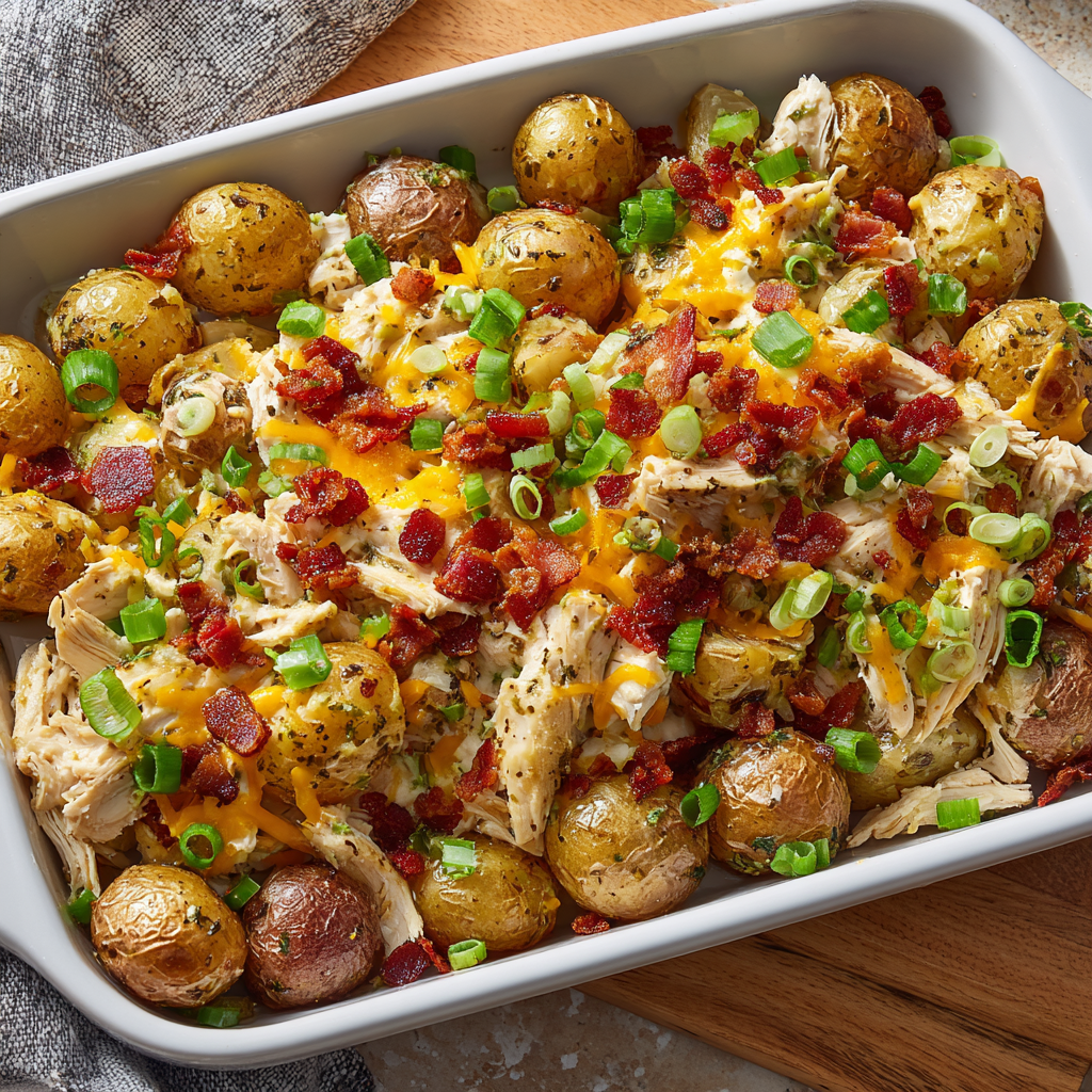 Ranch Chicken Loaded Potatoes : Cheesy, Crispy, and Fully Loaded