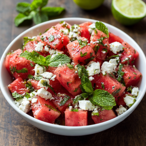 Refreshing Watermelon Feta Mint Salad : Sweet, Salty & Perfect for Summer