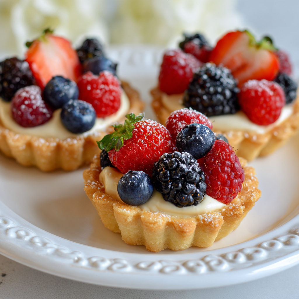 Mini Berry Tarts with Vanilla Bean Cream : Elegant, Fresh & Bite-Sized Bliss